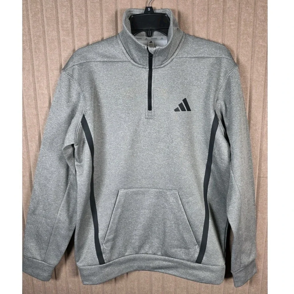 Adidas Climawarm Training Quarter-Zip Sweatshirt, Size Small, Grey/Black - New